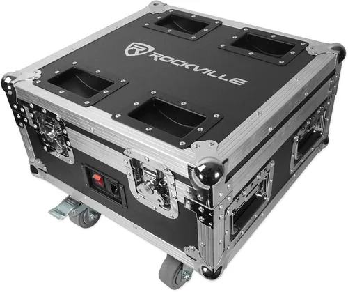 Vista 2 de Rockville Paquete RockWedge negro (6) luces Par DMX inalámbricas, RGBWA+UV, recargable, estuche de carga, control remoto, tiempo de funcionamiento