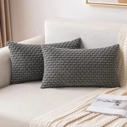 Vista 71 de MIULEE - Juego de 2 fundas decorativas cuadradas para cojines, de pana suave y con estilo campestre bohemio a rayas para decorar hogar, sofá, cama