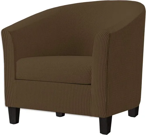 Vista 15 de Fundas para sillas de bañera de 2 piezas con funda de cojín, funda elástica de jacquard para muebles, funda protectora para sillón, extraíble, Beige