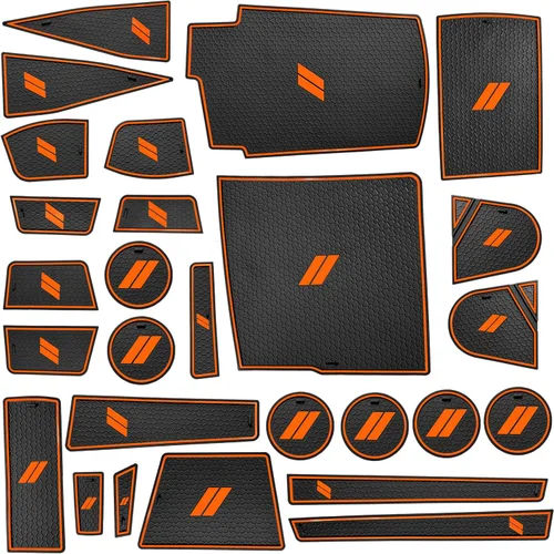 Vista 10 de para Accesorios de Dodge Durango 2021 2022 2023 2024 2025 2026 (Versión de 7 Asientos) Alfombrilla de Forro de Consola Central Insertos de Rojo