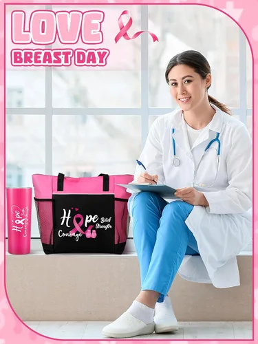 Vista 6 de Paterr Paquete de 2 bolsas y bolsas de quimioterapia para mujeres para el cáncer de mama, accesorios para el cáncer de mama