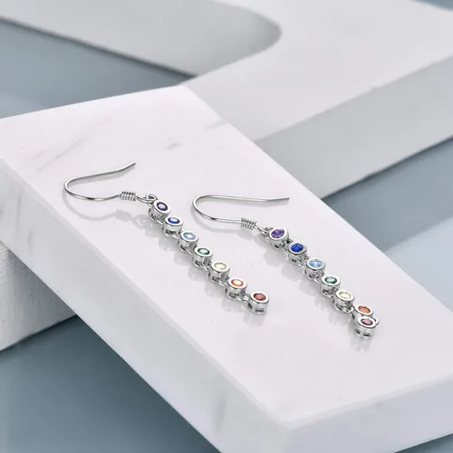 Vista 3 de Aretes colgantes de plata de ley con diseño de loto y árbol de la vida, diseño de flor de loto o árbol de la vida, joyería de yoga para mujer