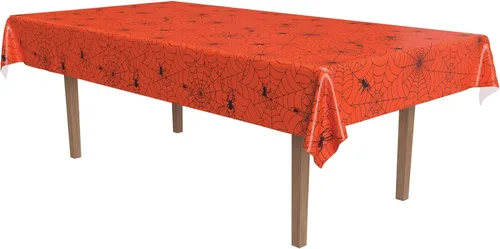 Vista 18 de Beistle Mantel de casa embrujada, 54 x 108 pulgadas, 2 piezas, mantel de plástico, mantel rectangular, mantel de Halloween, mantel de vacaciones