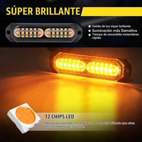 Vista 5 de Panel de control de luces estroboscópicas LED para rejilla, 20 modos intermitentes, montaje en superficie, 12 LED, impermeable, mini barra de luz