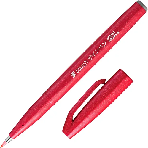Vista 18 de Bolígrafo Pentel Fude Touch, negro, tipo pincel con punta de fieltro (SES15C-A)