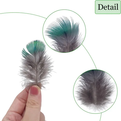 Vista 3 de 100 plumas de pavo real azul de 1.5 a 3 pulgadas pequeñas plumas naturales para atrapasueños artesanales