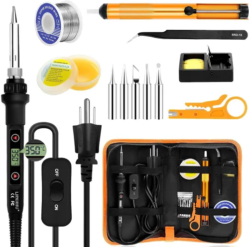 Vista 7 de 120W LED Soldador Kit 7s Calentamiento Rápido Temperatura Ajustable 356-968 Amarillo