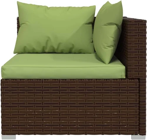Vista 3 de SKM Sofá de 3 plazas con cojines marrón Poly Rattan (Peso-119.0 lbs)-7555