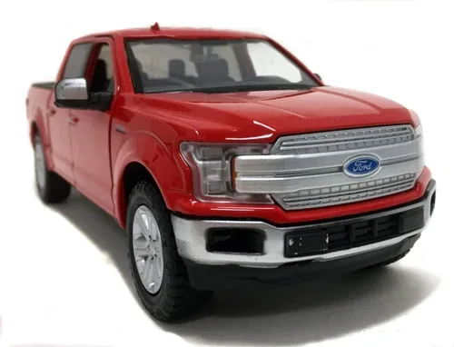 Vista 4 de 2019 Ford F-150 Lariat Crew Cab Pickup Truck Rojo 1/24-1/27 Modelo de automóvil fundido a presión por Motormax 79363