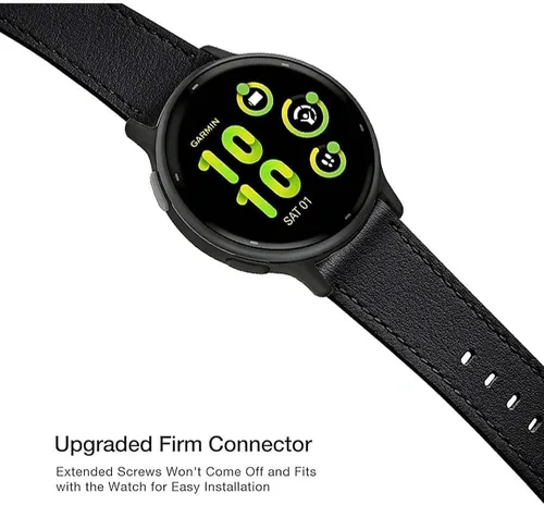 Vista 4 de Correa de cuero para Garmin Vivoactive 6/Vivoactive 5/3 Negro