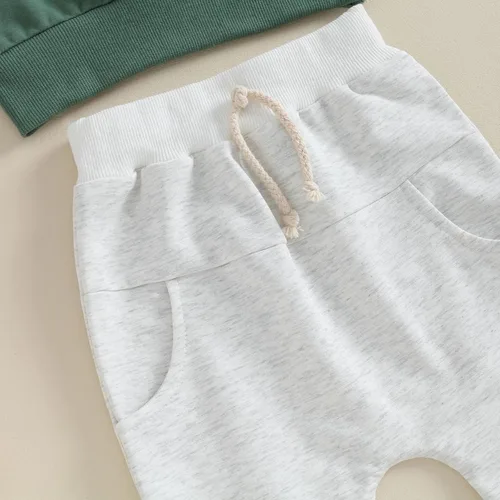 Vista 6 de AEEMCEM Conjunto de sudadera con cuello redondo y pantalones deportivos para niños pequeños