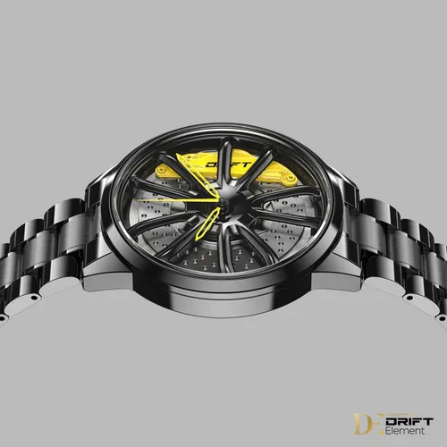 Vista 5 de DriftElement Performance GT Men Rim Watch - Sports car Mens Wristwatch in 3D Design - Custom Designer Watch with Mineral Glass - Quartz Watch