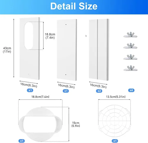 Vista 2 de Kit de ventilación portátil para ventana de aire acondicionado, kit de sellado ajustable para ventana de CA, kit de ventilación de CA para puerta