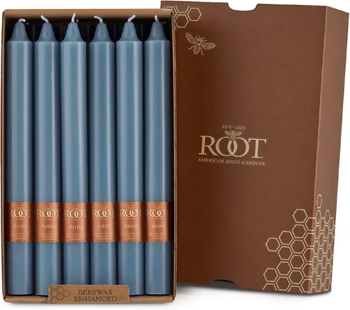 Vista 30 de Root Candles Juego de velas sin perfume de mezcla de cera de abeja de alta calidad, 5 pulgadas, azul Williamsburg, 8 unidades Williamsburg Azul