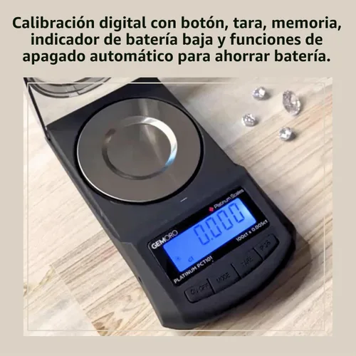 Vista 8 de GemOro Platinum PCT101 Durable Precise Jewelers Premium Class Quilat Mini Scale Herramienta de precisión digital con lectura profesional experta