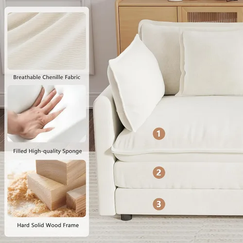 Vista 5 de mikibama - Sofá seccional modular, sofá en forma de L de 76.4 pulgadas para sala de estar, sofá cama cómodo tipo nube con otomano móvil, combinación