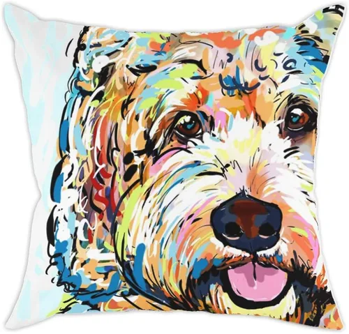 Vista 19 de Funda de almohada de lino de pastor alemán, diseño artístico abstracto colorido, funda de almohada de lino de 18 x 18 pulgadas para amantes