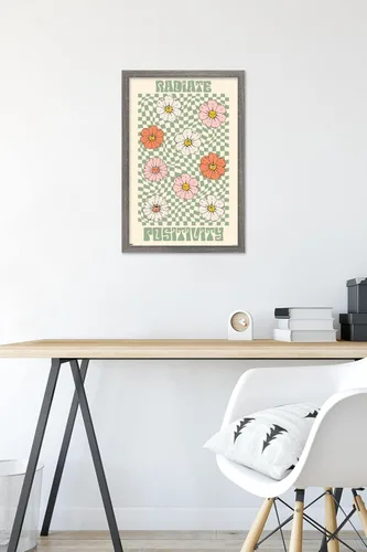 Vista 6 de Trends International Póster de pared Radiate Positivity, 14.725 x 22.375 pulgadas, versión enmarcada de madera de granero