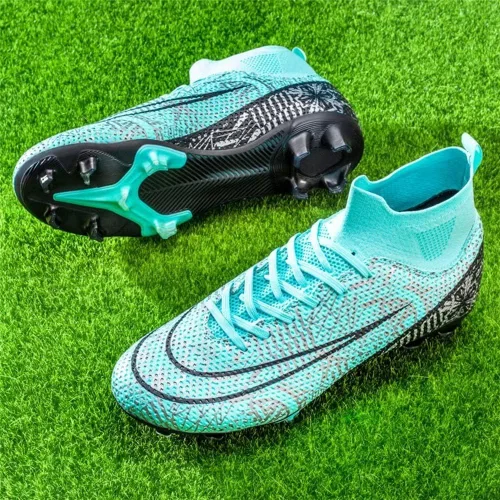 Vista 2 de Mikrydco Botas de fútbol con tacos de fútbol para entrenamiento, zapatos de césped para hombre, para deportes al aire libre, interiores, atléticos