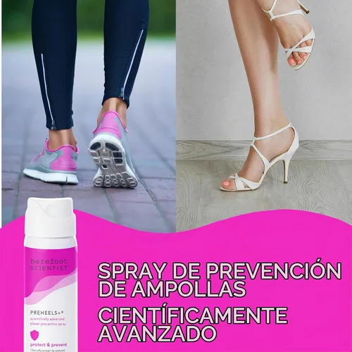 Vista 2 de Barefoot Scientist PreHeels+ Spray de prevención de ampollas, innovadora barrera protectora invisible contra ampollas