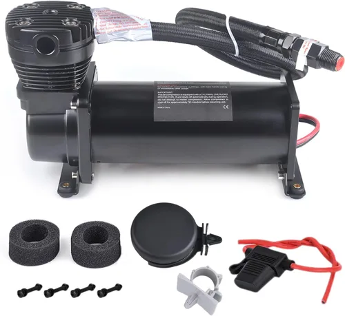 Vista 8 de 2 piezas 200 PSI compresor de aire resistente para bocinas de tren/compresor de suspensión neumática 12V 3/8 NPT negro para bocinas de coche