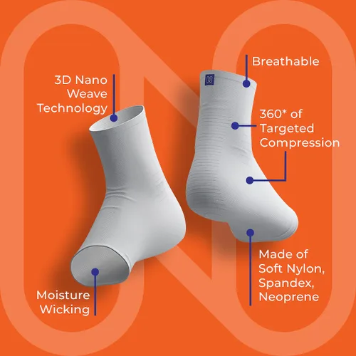 Vista 3 de NanoSocks Calcetines de compresión para mujeres y hombres (1 par) - Mejor manga de soporte de tobillo para neuropatía, fascitis plantar, alivio