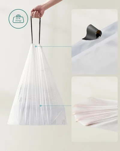 Vista 6 de SONGMICS Bolsas de basura para botes de basura de 12-14.5 galones (45-55 litros), 120 bolsas de basura con cordón para cocina, preseparadas, código