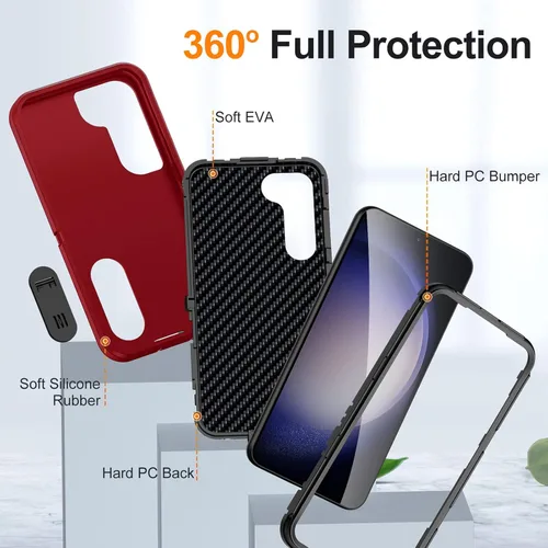 Vista 3 de BaHaHoues Funda para Samsung Galaxy S23+ Plus con soporte integrado, a prueba de golpes y caídas de grado militar para Galaxy S23 Plus (rojo/negro)