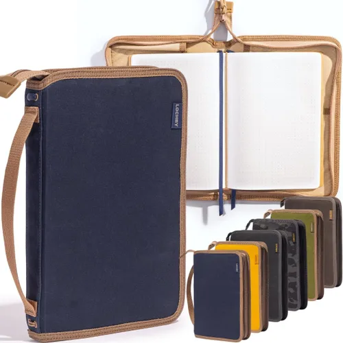 Vista 11 de LOCHBY® Carpeta Field A5 Cubierta de carpeta de 6 anillas Lona encerada resistente al agua Diseño plano Sistema A5 apto para recargar