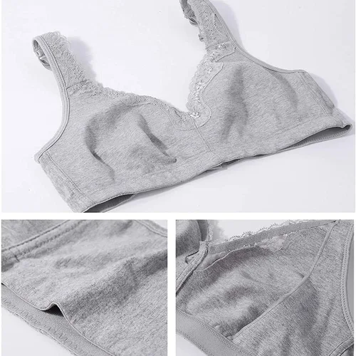 Vista 6 de TELIMUSSTO Sujetador de encaje de algodón suave de talla grande para mujer, cobertura completa, sin varillas, sin relleno