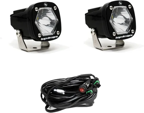 Vista 9 de Baja Designs Cápsulas de luz auxiliar LED S1 - Ajuste universal con arnés de cableado, 2 LED (esquina ancha; ámbar)
