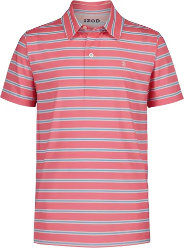 Vista 19 de Izod Boys' Performance Golf Grid Short Sleeve Stretch Collared Polo Shirt Atomizador Raya Azul