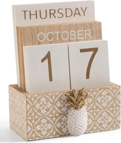 Vista 13 de Calendario perpetuo con bloques de madera, calendario para el hogar, día de San Valentín, regalo, decoración de oficina, escritorio, fecha, semana