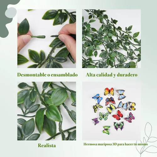 Vista 7 de BLEUM CADE Plantas colgantes falsas, 2pcs plantas colgantes artificiales en maceta, enredaderas de mandala falsas, plantas colgantes vegetación