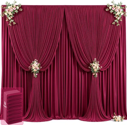 Vista 19 de 20 pies x 12 pies Cortinas de Telón de Fondo Azul Bebé Sin Arrugas para Bodas y Fiestas, Telón de Fondo de Tela Azul, Cortinas para Bodas