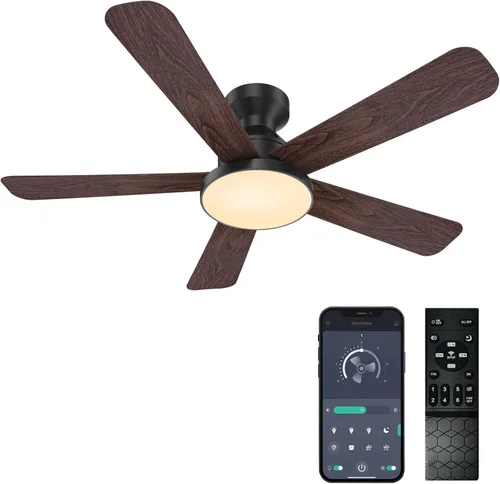 Vista 10 de Ventiladores de techo con luces, ventilador de techo empotrado de perfil Marrón