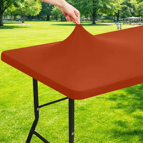 Vista 32 de Moosfor Mantel rectangular de elastano de 4 pies, manteles elásticos ajustables para pícnic, funda elástica y lavable para mesa de patio para Azul