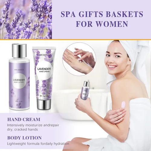 Vista 3 de Regalos para mujeres, cestas de regalo de spa para mujeres, regalos de Navidad, cumpleaños, lavanda, juegos de baño y cuerpo, regalos para el día