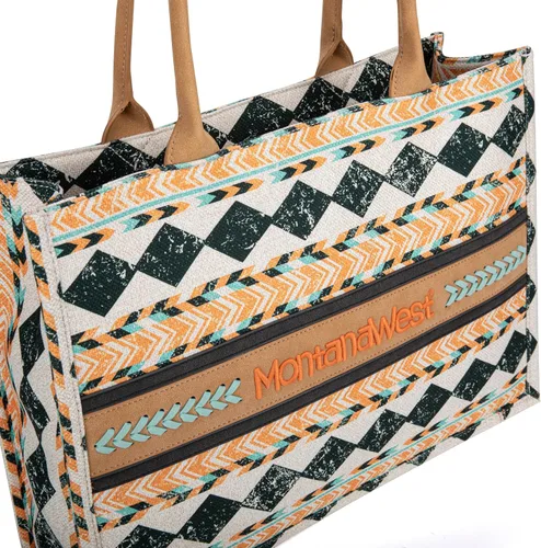 Vista 2 de Montana West Bolsa tipo tote brillante, con asa superior, con estampado de cachemira