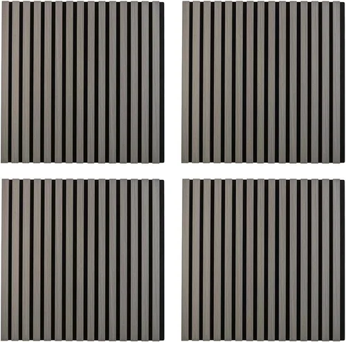 Vista 11 de IZODEKOR Paneles de pared acústicos de madera de 23.5 x 23.5 pulgadas (paquete de 2) – Paneles decorativos absorbentes de sonido para decoración