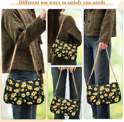 Vista 5 de Bolso de hombro con cadena pequeña para mujer, bolso de mano con cremallera