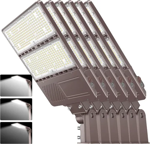 Vista 16 de 3 luces LED de estacionamiento de 150 W, 120 W, 90 W, caja de zapatos LED 5000 K, ajustador deslizante ajustable, lámpara de calle al aire libre