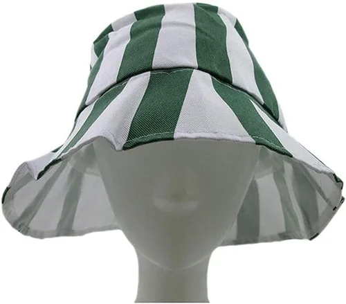 Vista 4 de Sombrero de pescador unisex con rayas verticales, plegable, a la moda, sombrero para el sol, cosplay, anime