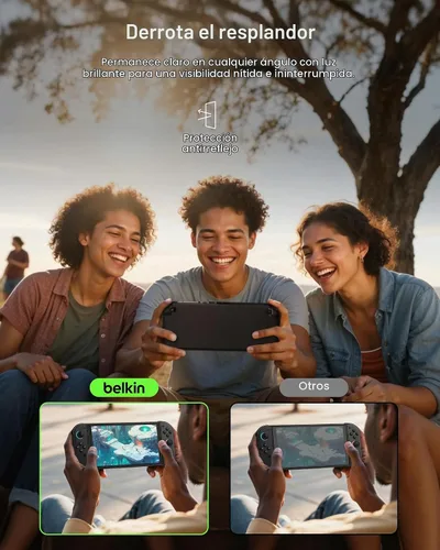 Vista 4 de Belkin TemperedGlass - Protector de pantalla antirreflectante para Nintendo Switch de dureza 2-9H, delgado, resistente a los arañazos, incluye marco