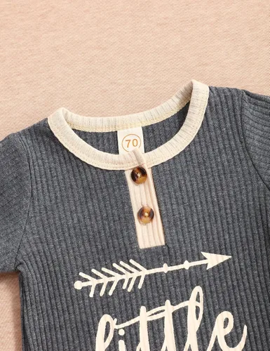 Vista 3 de Mameluco de bebé recién nacido con estampado de alfabeto, traje de una pieza
