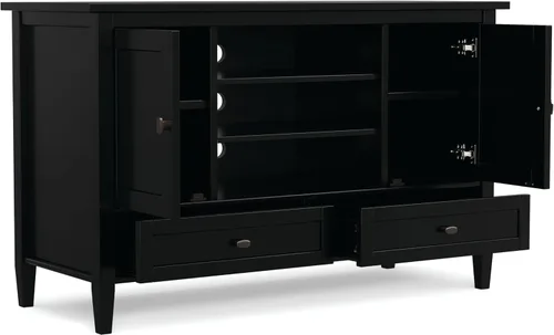 Vista 3 de SIMPLIHOME Warm Shaker - Mueble para TV de MADERA MACIZA de 47 Pulgadas de Ancho Estilo Transicional en Negro Para TVs de hasta 52 Pulgadas, Para