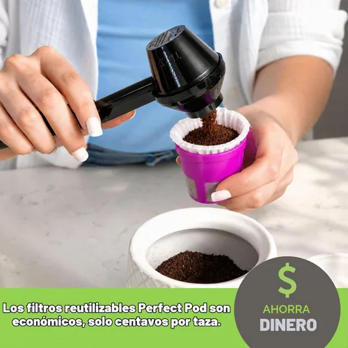 Vista 4 de Perfect Pod - Filtros de papel para cápsulas reutilizables K Cup de café - Compatible con todas las marcas, cápsulas rellenables - Filtros de papel