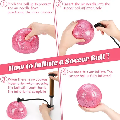 Vista 7 de DLUGOPIS Sparkling Pink Toddler Soccer Ball - Mini, Age 3-8, Indoor/Outdoor, Small Size for Boys & Girls (Sparkling Pink, 1)