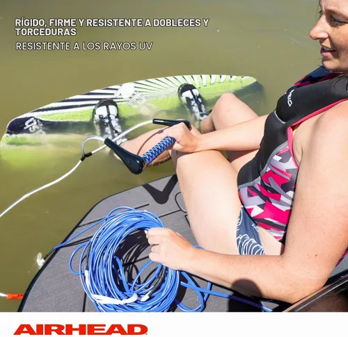 Vista 5 de Airhead Dyneema Wakeboard Rope and Handle, No Stretch Tow Rope with EVA Grip, Multi Section Water Ski Wakeboarding Line for Boat Towables, 1,700 lb