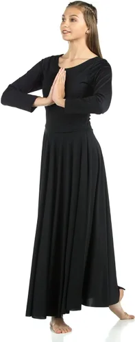 Vista 13 de Danzcue Vestido de Baile para Mujeres de Alabanza, Largo, Manga Larga, Corte Holgado Azul aguamarina